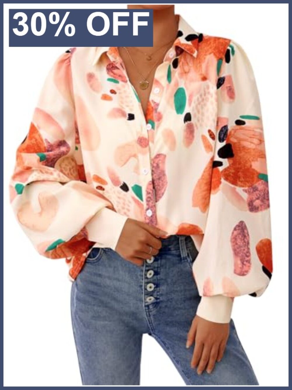 Womens Floral Chiffon Button Down Blouse V Neck Long Sleeve Dressy Casual Top